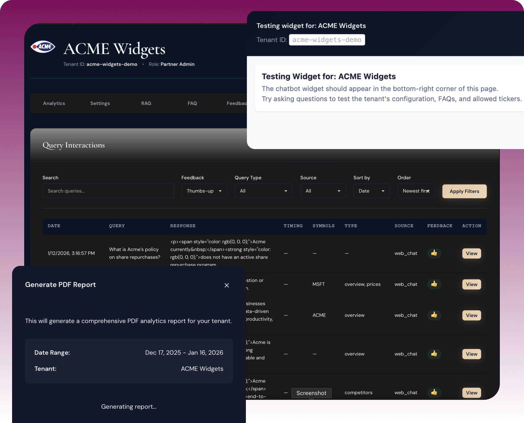 Urvin Query Interactions Dashboard
